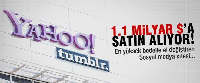 Yahoo, Tumblr’ı 1,1 milyar dolara satın alıyor